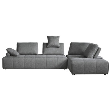 Divani Casa Edgar Modern Fabric Upholstered Modular Sectional Sofa in Gray