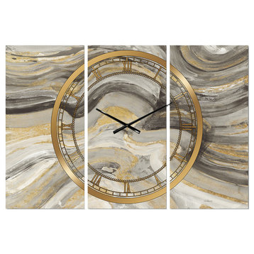 Glam Gold Canion Glam 3 Panels Metal Clock