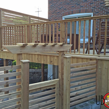 Cedar Deck and Fence Wood Privacy Wall and Wood Spindle Railings