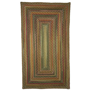 Sherwood Forest Concentric Braided Rectangle Rug, Amber, 2'3"x9' Runner
