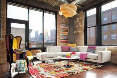Example of an urban formal dark wood floor living room design in Minneapolis with no fireplace and no tv
