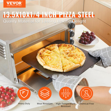 VEVOR Pizza Steel 13.5"x10"x1/4" Pre-Seasoned Carbon Steel Pizza Baking Stone