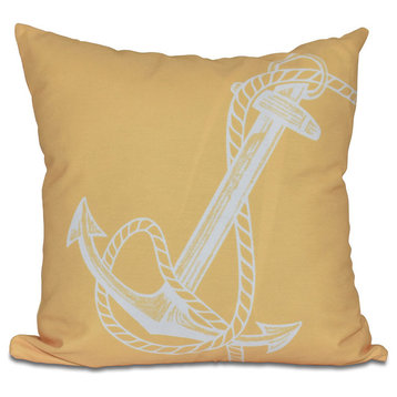 Anchored, Geometric Print Pillow, Yellow, 26"x26"
