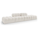 Meridian Furniture - Ames Boucle Fabric Modular Sofa, Cream, 4-Piece: 2 Armless Chair, 2 Ottoman - Introduce a touch of modern sophistication to your living area with the exquisite Ames Boucle Fabric Sectional. With plush cream boucle fabric and unique design, it will elevate the visual appeal of your living space. This elegant and captivating sectional can be mixed and matched with other pieces from the collection to create an endless array of stunning looks. So, get ready to transform your living area into an inviting and stylish haven with the Ames Boucle Fabric Sectional.