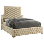 Meridian Furniture USA - Sedona Velvet Upholstered Bed, Cream, Queen - Elegant and eye-catching, the stunning Sedona bed from Meridian Furniture is the perfect addition to any space. The bed is upholstered in rich Velvet that is complimented by a unique all over tufted design. Strength and beauty is guaranteed with a solid wood frame and chrome legs.