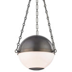 Hudson Valley Lighting - Sphere No.2 Small Pendant With Opal Glass Shade, Distressed Bronze - Designed by Mark D. Sikes
