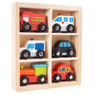 Wooden Car PlaySet-6-Piece Mini Toy Vehicle Set
