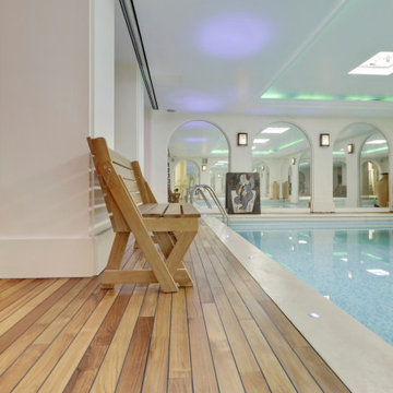 Parquet en teck pose pont de bateau piscine privée