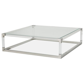 Aico Amini State St 3 PC Square Cocktail & 2 End Table Set Stainless Steel