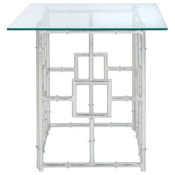 Merrel Glass Top Accent Table Silver/Clear