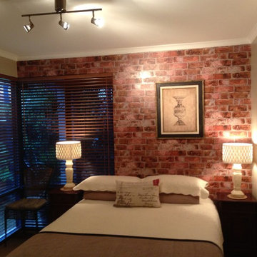 Rustic Brick Wallpaper in Bedroom