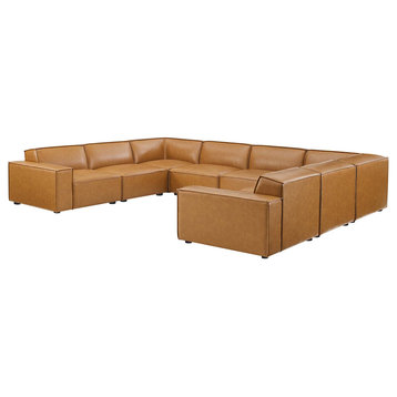 Restore 8-Piece Vegan Leather Sectional Sofa, Tan