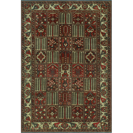 Fine Vintage Distressed Forest Red/Beige Rug, 6'10x10'3