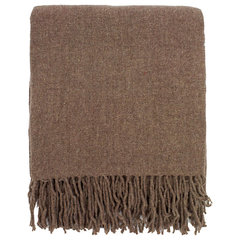 Tan Acrylic Yarn Woven Throw Blanket, 50x60