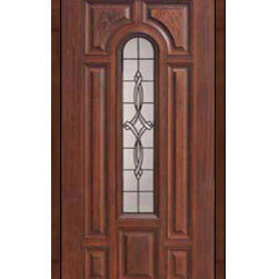 Single Door 80 Fiberglass Marsais 7 Panel Center Arch Lite Glass - Front Doors