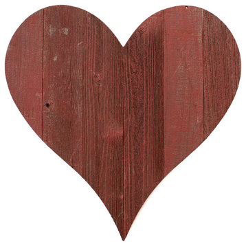 Rustic Farmhouse Wood Heart, Rustic Red, 8"
