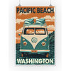 "Pacific Beach, Washington, VW Van Letterpress" Print, 12"x18"