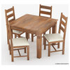 Salemo Natural Wood Square Kitchen Table and Chair Set of 4