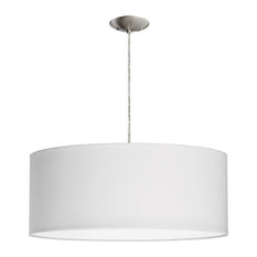 Marilyn 3-Light Drum Pendant, Satin Chrome With White Shade