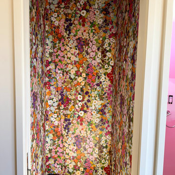 Bold Floral Wallpaper Installation in Closet Space