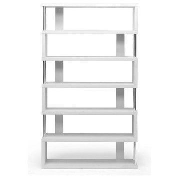 Baxton Studio Barnes Six-Shelf Modern Bookcase, White