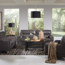 Benjamin Modern Grey Bonded Leather Sofa Set - $1906.70 - Living Room Furniture Sets