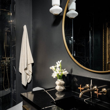 Dramatic All-Black Guest Bathroom