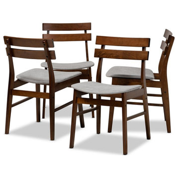 Baxton Studio Devlin Light Gray Fabric Upholstered Wood 4-Piece Dining Chair Set