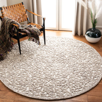 Safavieh Trace Collection TRC103T Rug, Brown/Ivory, 8' X 8' Round