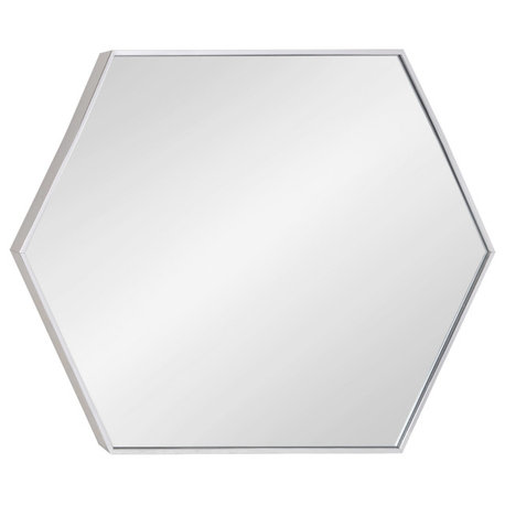 Rhodes Framed Hexagon Wall Mirror, Silver, 24.75x36.75