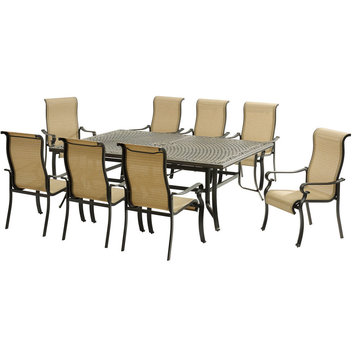 Brigantine 9-Piece Dining Set With XL Cast-Top Table and Sling-back Chairs