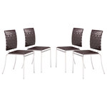 Zuo Modern - Criss Cross Dining Chair (Set of 4) Espresso - With three height choices, the Criss Cross works in any decor setting, modern or transitional. It has 100% Polyurethane back straps and a flat seat with a chrome steel tube frame.