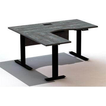3-leg Eco Wood Left Corner Standing Desk in Gray