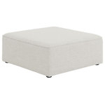 Meridian Furniture - Cube Upholstered Modular Component, Cream, Linen Texured Fabric, Ottoman - Treat yourself to some long overdue "me time" when you're seated on this Cube Modular Ottoman. This beautiful modular unit is both eye-catching and elegant, features durable linen textured upholstery in a soft cream color that meshes well with nearly any existing color scheme. Pair this modular Ottoman with other items in the same collection to create an unlimited number of combinations and enjoy the custom seating arrangement of your dreams. Latches underneath make it easy to attach pieces to one another.