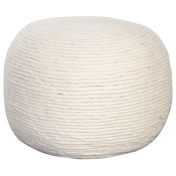 Round Pouf in White Dyed Natural Wool by Diamond Sofa