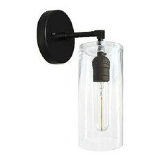 Industrial Wall Sconce Lighting With Hurricane Glass - Modern lighting, Black