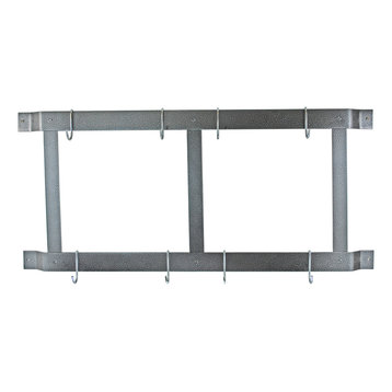 Ultimate Wall-Mounted Pot Rack, Hammered Steel