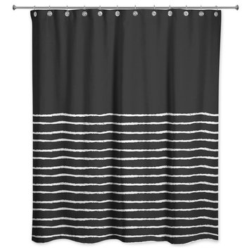 Sketch Stripes Shower Curtain, Black and White