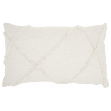 White Abstract  Shaggy Detail Lumbar Pillow