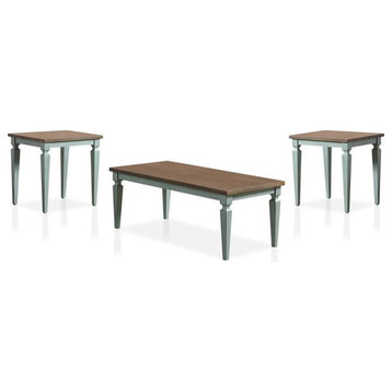 Furniture of America Condway Wood 3-Piece Coffee Table Set in Antique Blue