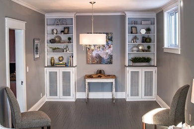 Inspiration for a mid-sized transitional dining room remodel in Toronto with gray walls and no fireplace