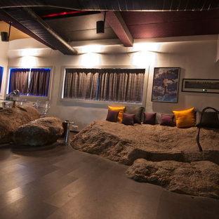 Example of an eclectic home theater design in Hyderabad