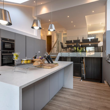 Split level kitchen living and dining extensions