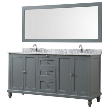 70" Classic Bath Vanity, Gray and Mirror