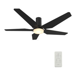 CARRO - CARRO Smart Voice Control Ceiling Fan with Dimmable LED Light and Remote, Black, 52" Flush - Ceiling Fans