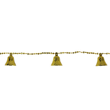 9' Northlight Shiny Gold Bell Beaded Artificial Christmas Garland Set Unlit