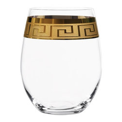 Muse 13 oz. Wine Tumbler in Clear with Gold Trim (Set of 2) - Wine Glasses