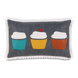 Cupcake Lumbar Pillow 13inx22in WITH Cloud Faux Down Insert- Zipper Closure - Decorative Pillows