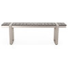 Mora Outdoor Faux Wood and Aluminum Dining Bench, Gray/Silver, Single