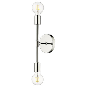 Modernist Two Light Wall Sconce, Chrome
